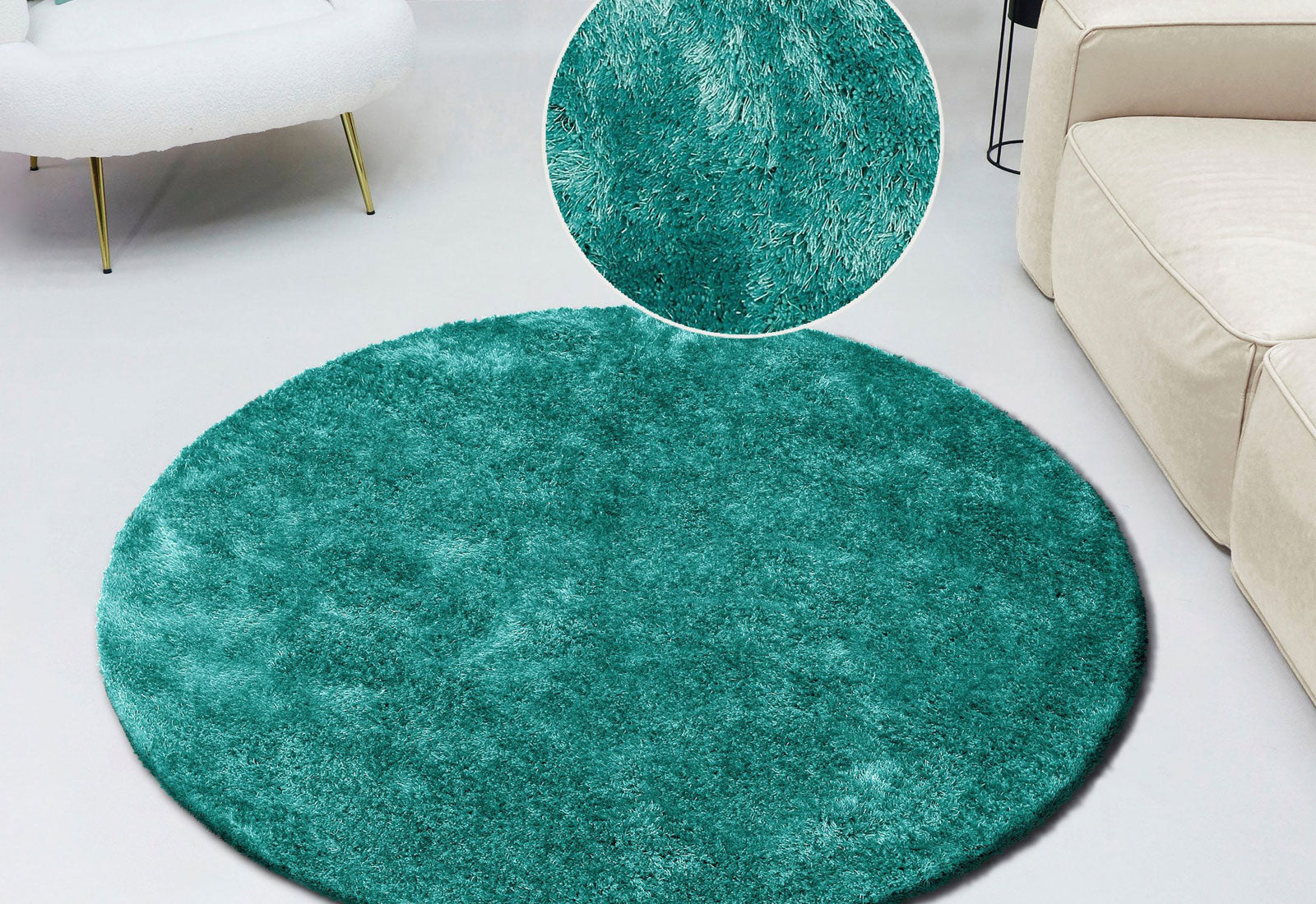 Hochflor-Teppich Dana Teppich 140 cm Durchmesser